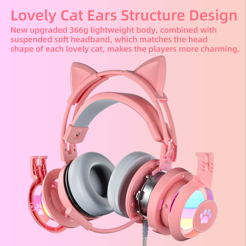 Laptop Accessories Headphones - ピンクのゲーミングヘッドセット、PC、PS4、PS5、ラップトップ対応、3.5mmノイズリダクション、マイクノイズキャンセリング、LEDライト付き、女の子、女性向け