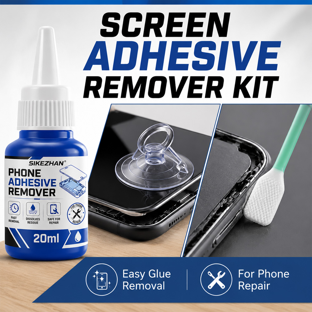Screen Cleaning Kit - プロ仕様の電話画面接着剤除去キット、接着剤残留物を素早く溶解、分解、クリーニングツール、携帯電話修理作業用