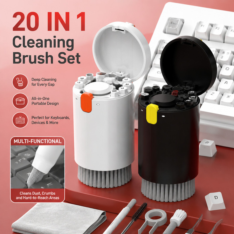 Screen Cleaning Kit - 即納可能 20-in-1 キーボードクリーニングキット プロフェッショナルで効率的なキーボード清掃ツール 電子機器クリーニングブラシキット