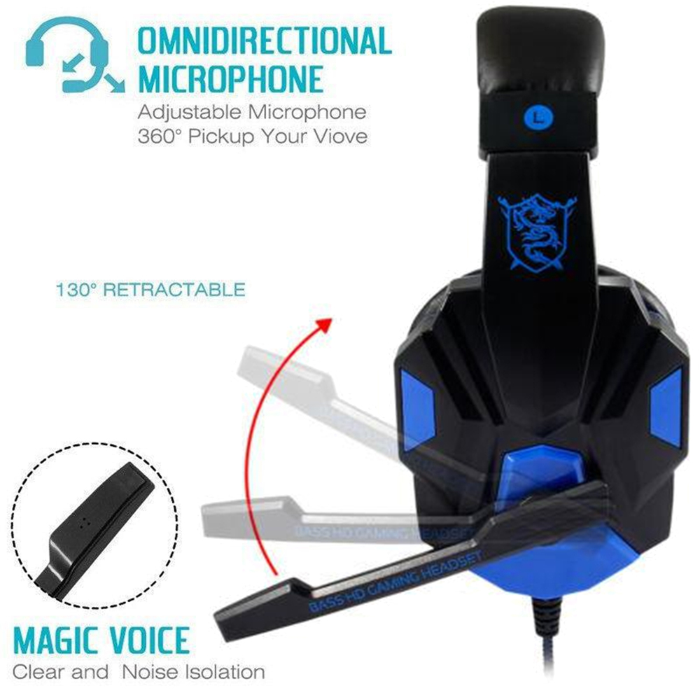 調整可能なマイク付き有線ゲーミングヘッドセット,ゲーマーヘッ - Laptop Accessories Headphones のレビューと価格