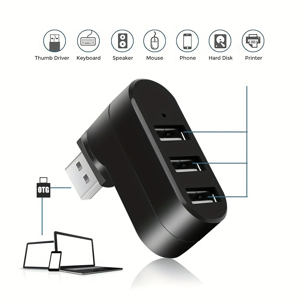 USB 2.0 ハブ 3 ポート 180 °   回転可能な - Mac Laptop Accessories のレビューと価格