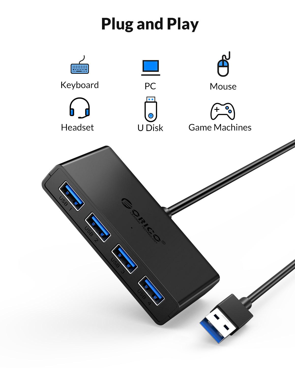 ORICO ハブ USB 4 ポートマルチ USB 3.0  - Mac Laptop Accessories のレビューと価格