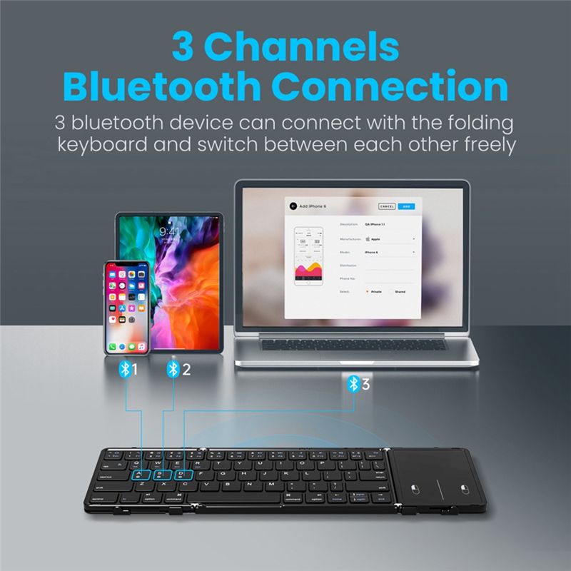 タッチパッド付き充電式折りたたみ式Bluetoothキーボー - Laptop Accessories To Buy のレビューと価格